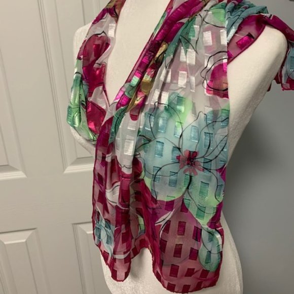Accessories - Scarf Floral Sheer Rectangle 13 X 56